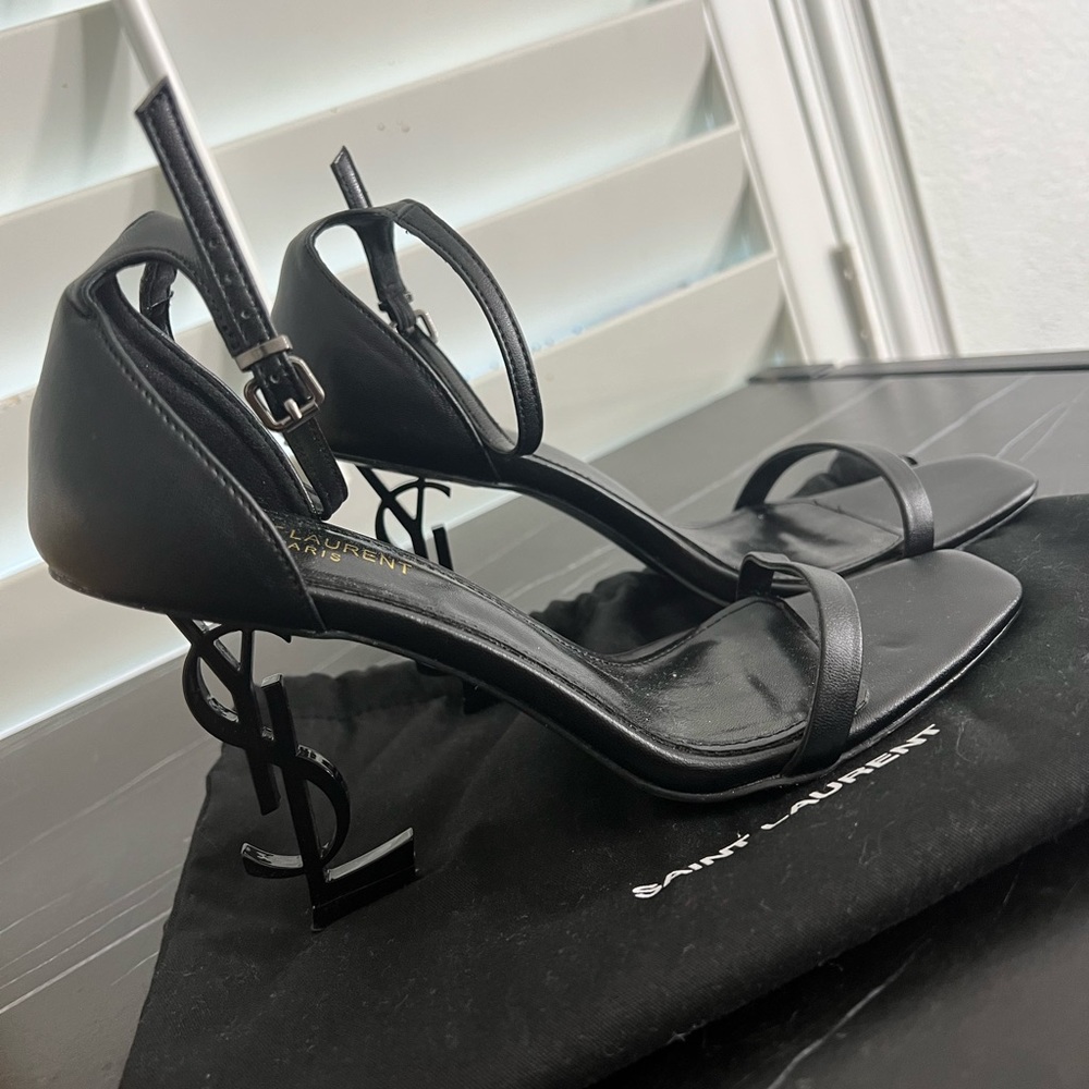 SAINT LAURENT YSL Black Opyum Heel Sandals